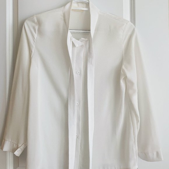 BOW TIE LONG SLEEVE BLOUSE (XS） - Picture 2 of 4